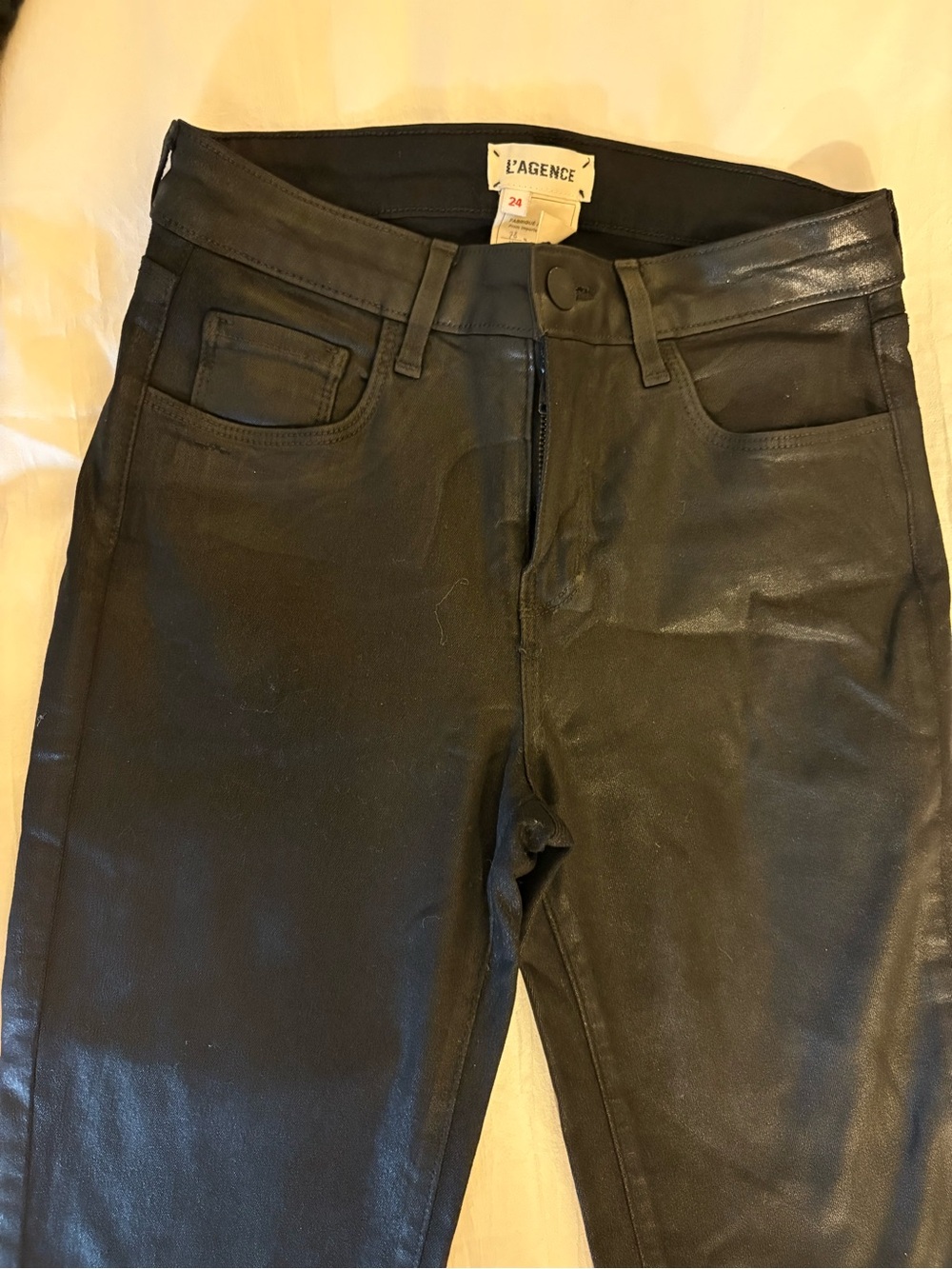 L'AGENCE High-Rise Margot Black-Coated Skinny Jeans